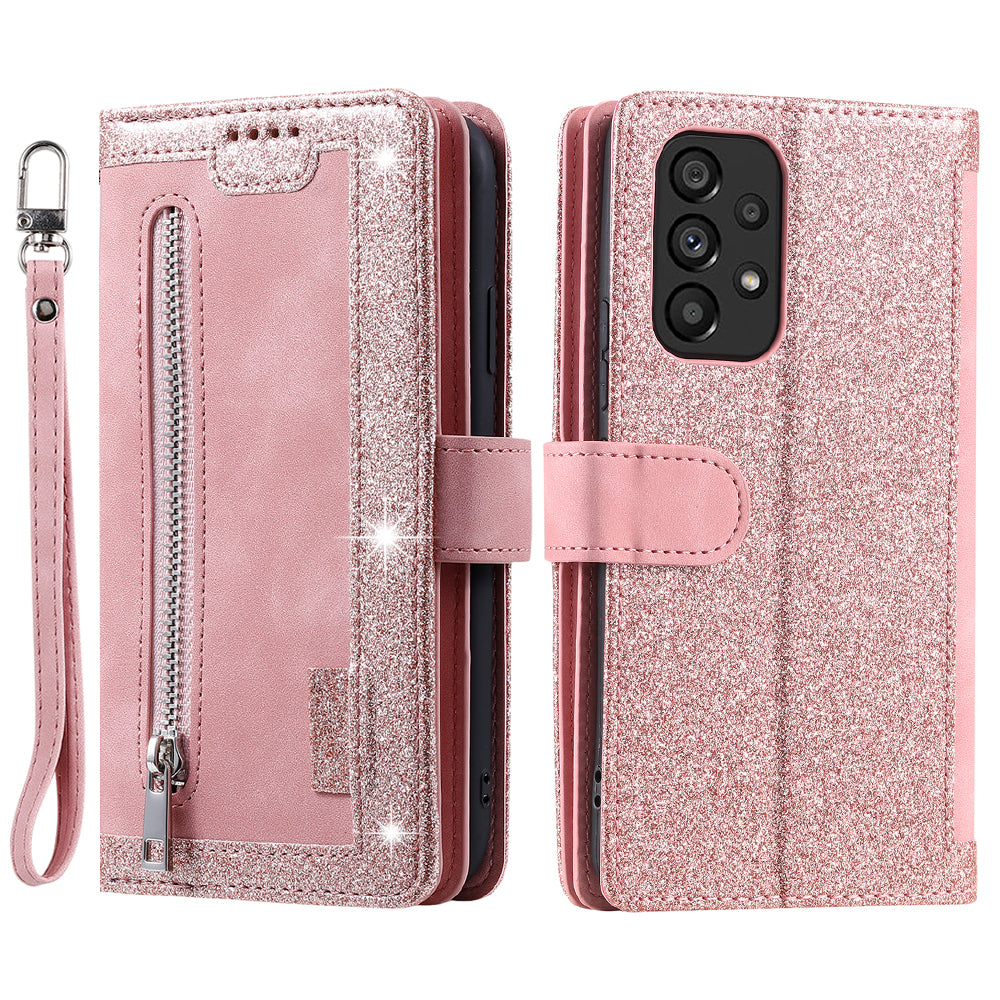 PU Leather Phone Case For Samsung Galaxy A33 5G Zipper Pocket 9 Card Slots Phone Shell Cover PU Leather Phone Case For Samsung Galaxy A33 5G Zipper Pocket 9 Card Slots Phone Shell Cover